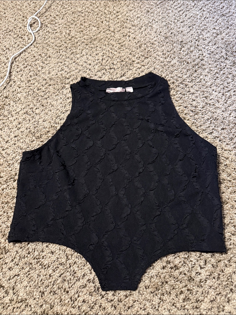 Textured Black Sleeveless crop